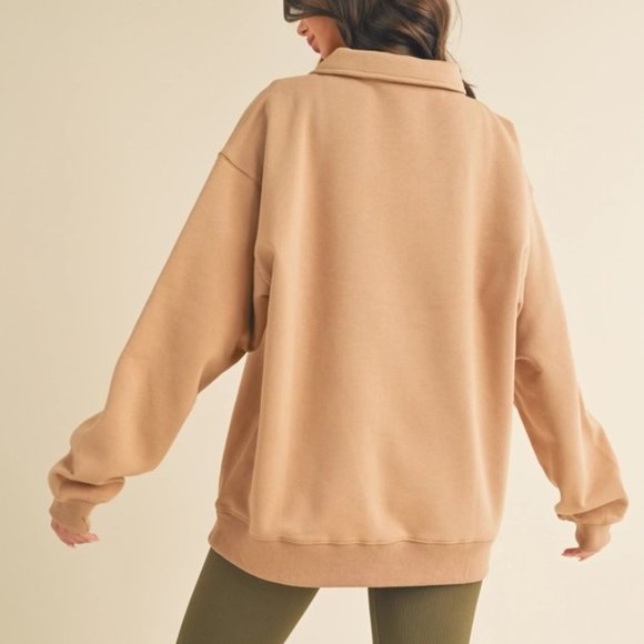 Sabrina Oversized Cozy Sweatshirt | Women's Tan Comfy Athleisure | Neutral - Picture 11 of 11